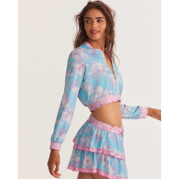 LOVESHACKFANCY X HURLEY• UNDER THE SEA CROPPED BOMBER JACKET
